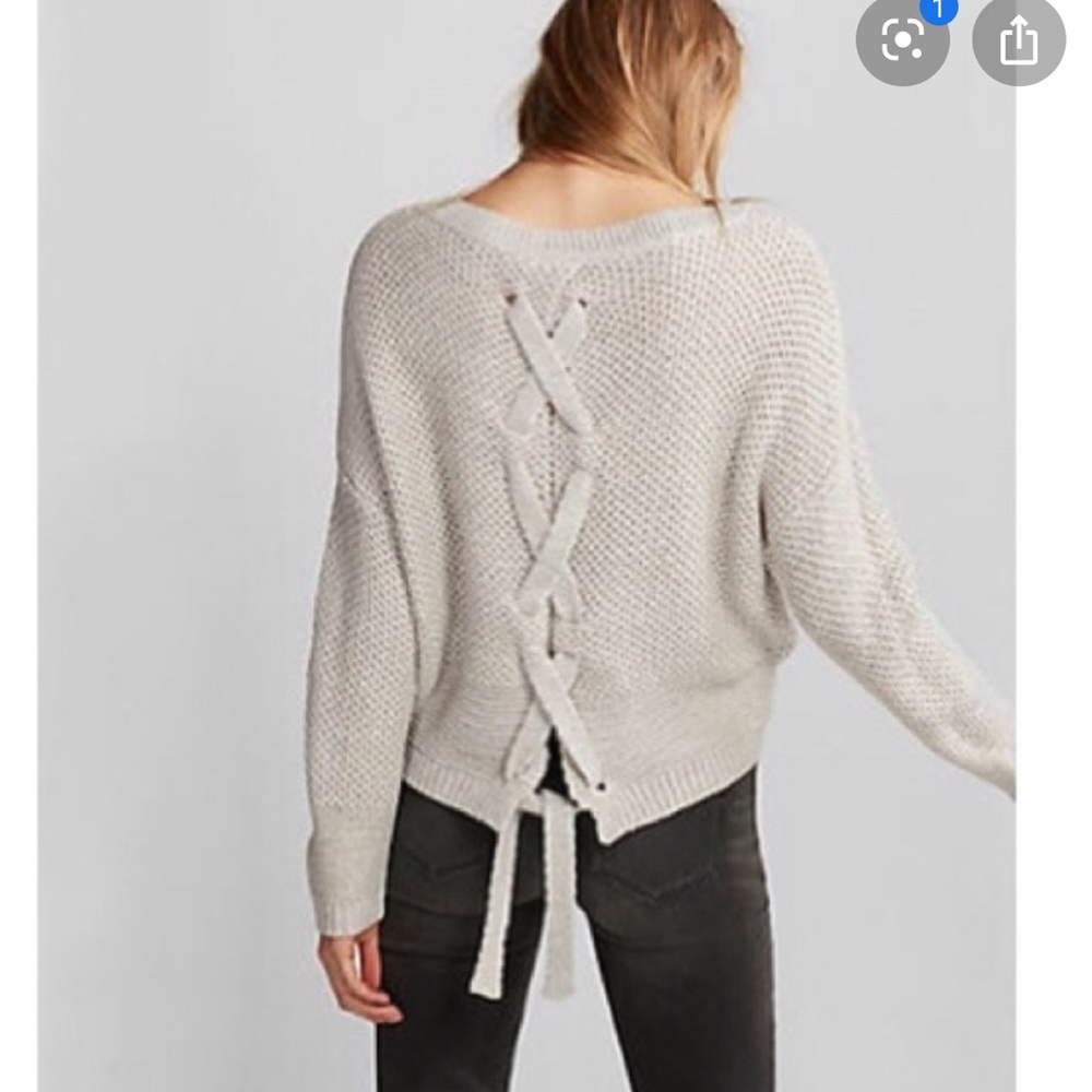 Lace Up Split Back Sweater - image 1